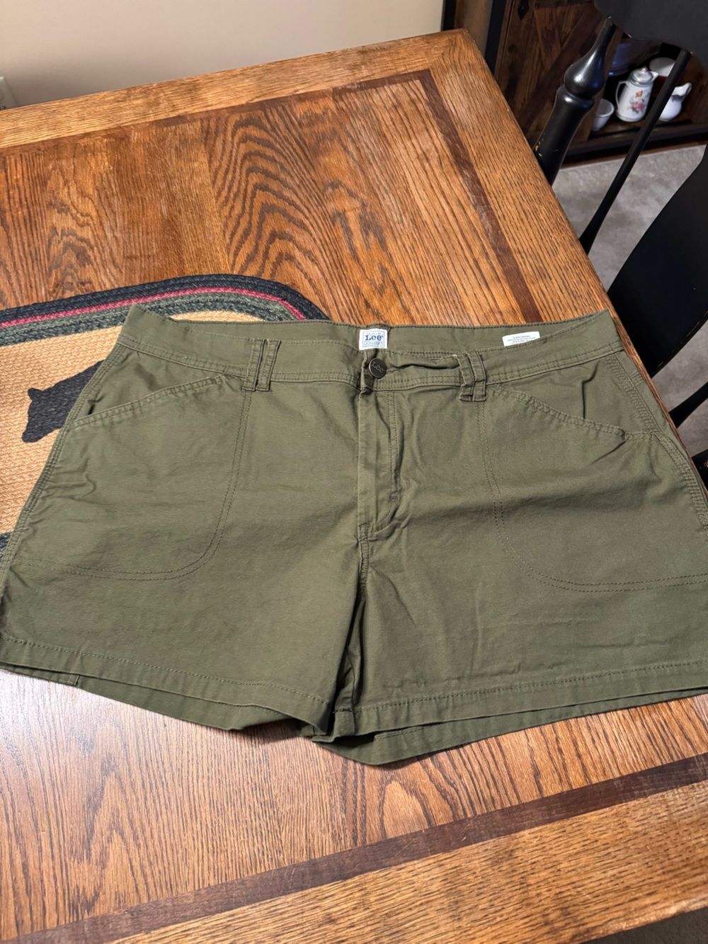 Lee Women's Olive Green Flat-Front Shorts